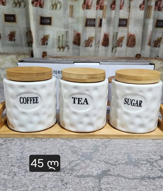 Serpent seramik çay, kahve ve şeker kutuları seti