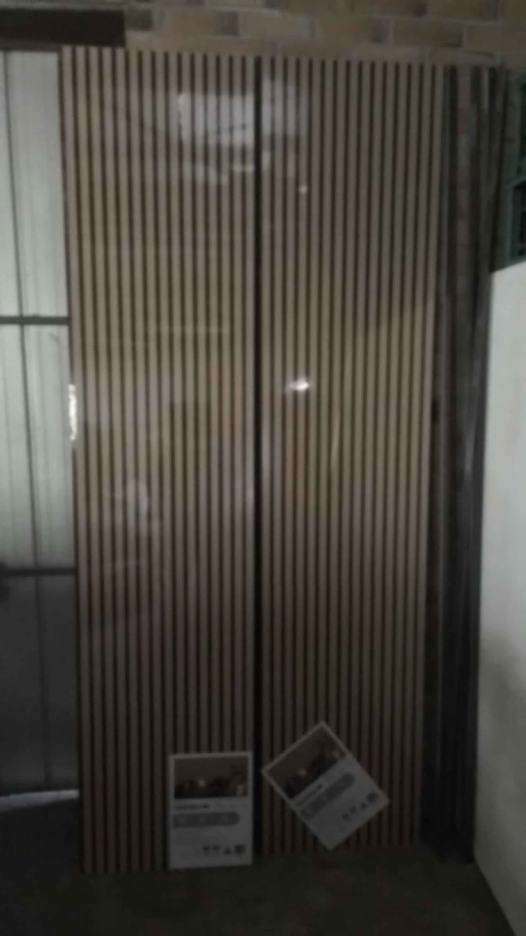 5 wooden slat wall panels, with felt backing