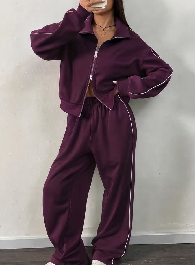 Purple women's tracksuit, sizes S-2XL