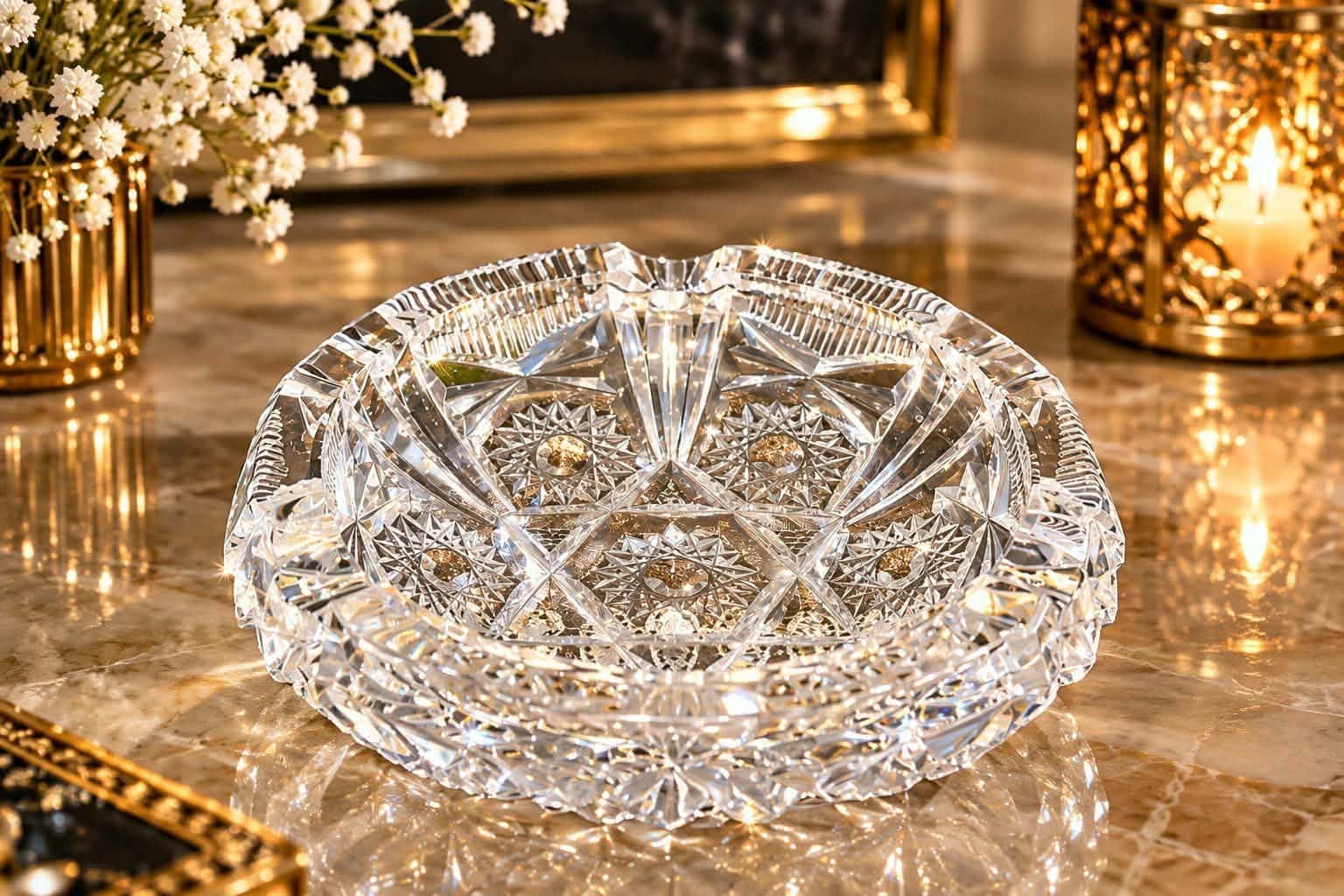Cut crystal ashtray, never used