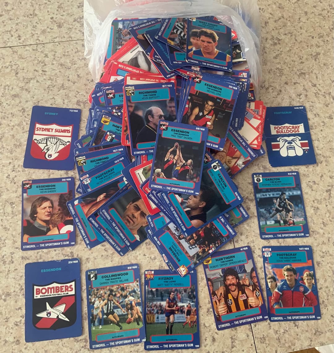 1990 Stimorol futbol kartları ve Scanlens poşeti