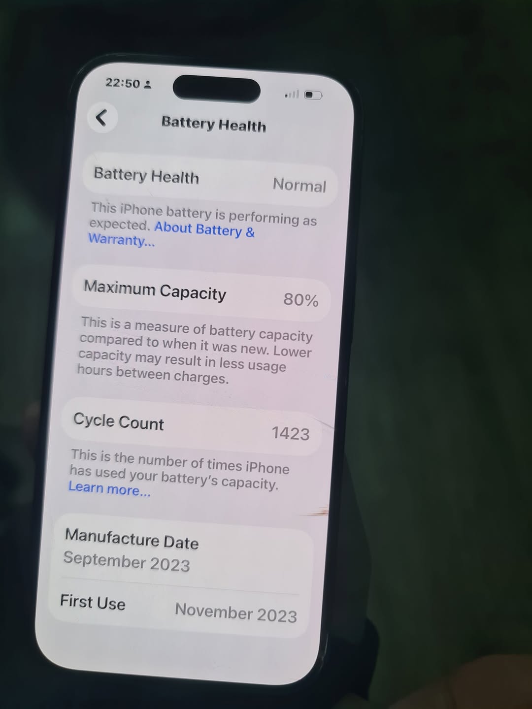 iPhone 15 Pro Blue 128GB, 80% battery