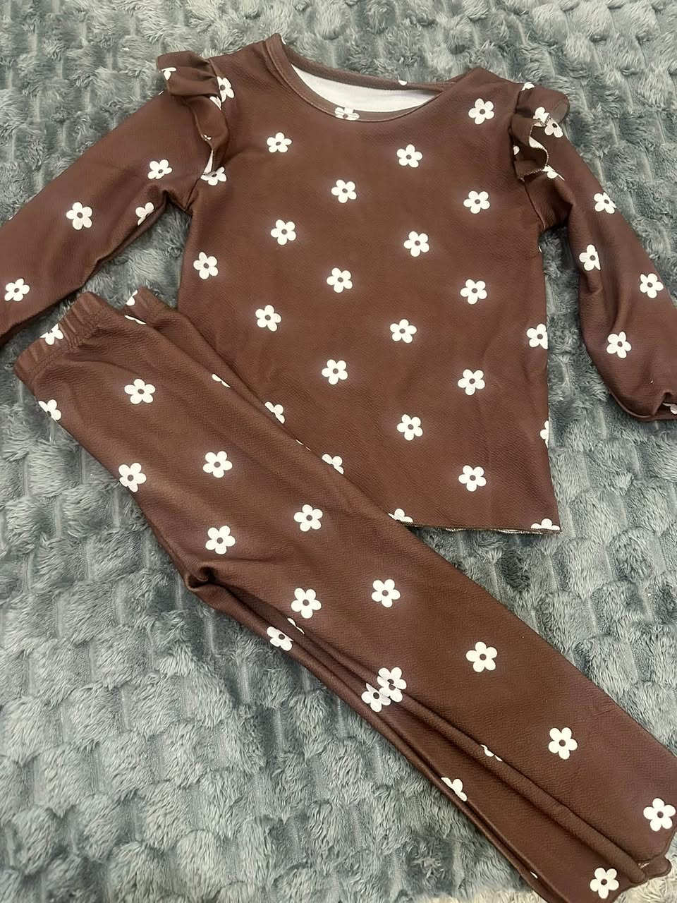Kids brown flower-print set, sizes 2-4