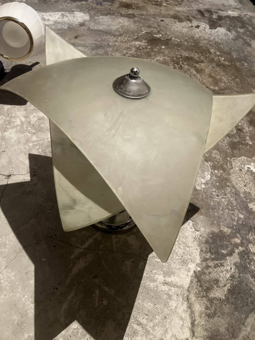 Frosted glass lamp, chrome base