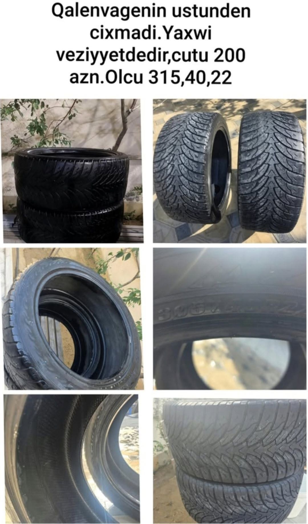 315/40 R22 tires, pair