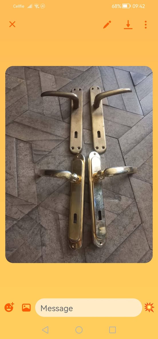Brass door handles, set