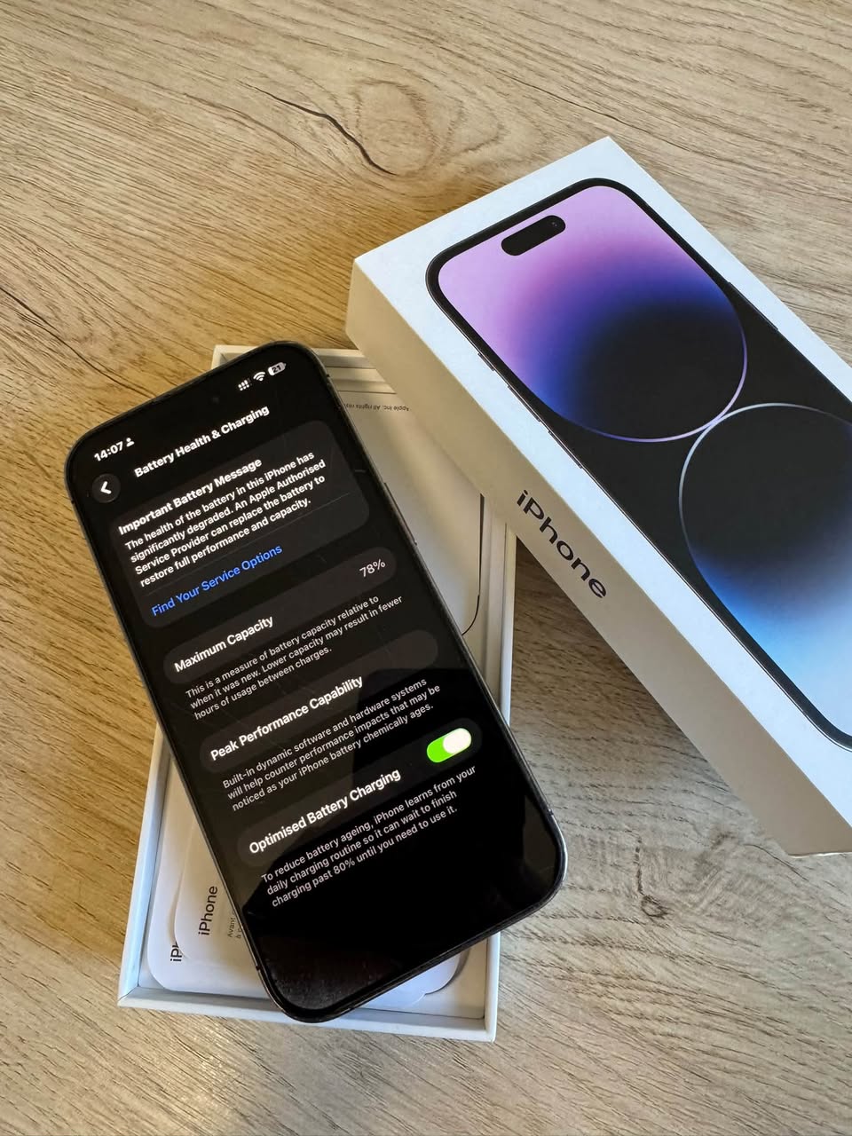 iPhone 14 Pro, ყუთი, დამტენი, ქეისი