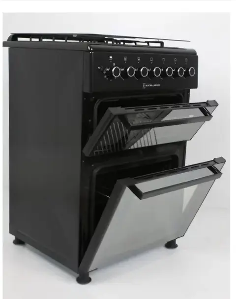 გაზქურა EXCELLENCE 6400, შავი, 2 ღუმელით