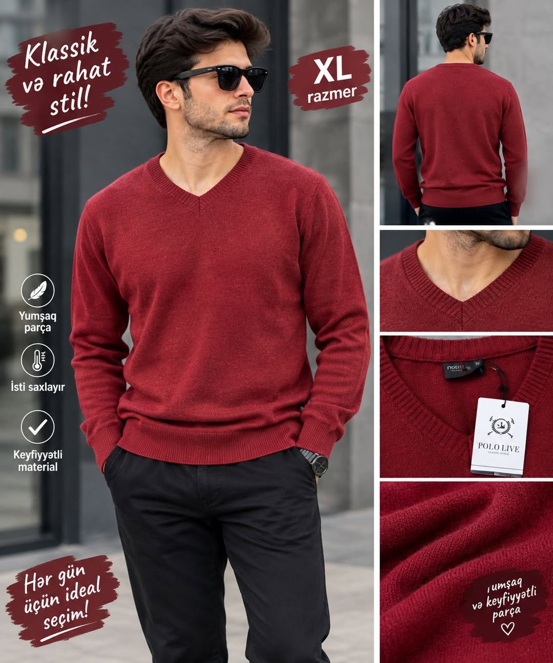 Qırmızı kişi sviteri, XL