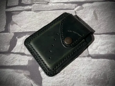 Handmade natural leather wallet, 8x10 cm
