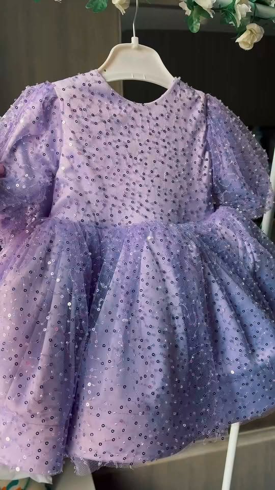Lilac sequin party dress for rent