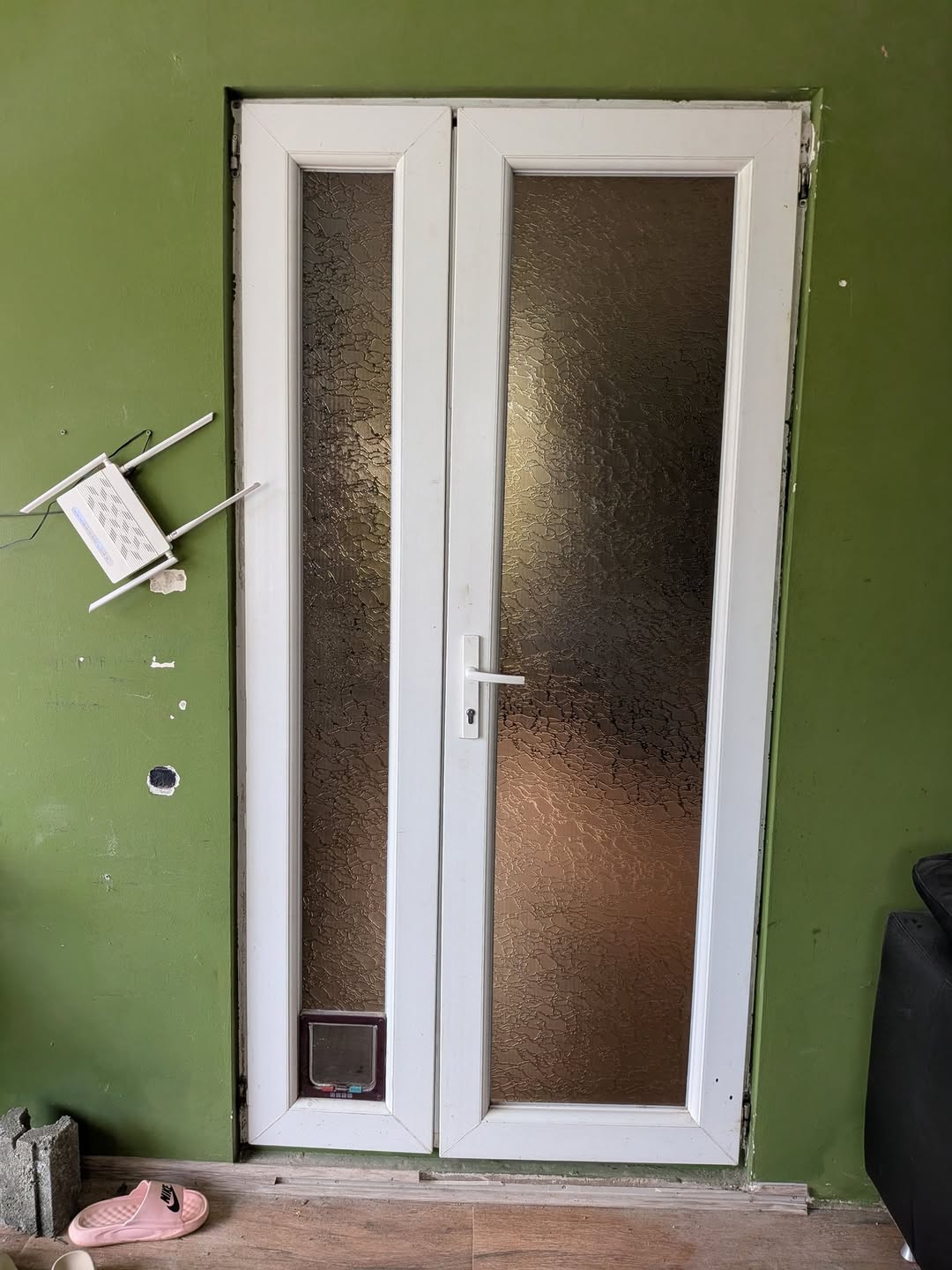 White double glass door with frame