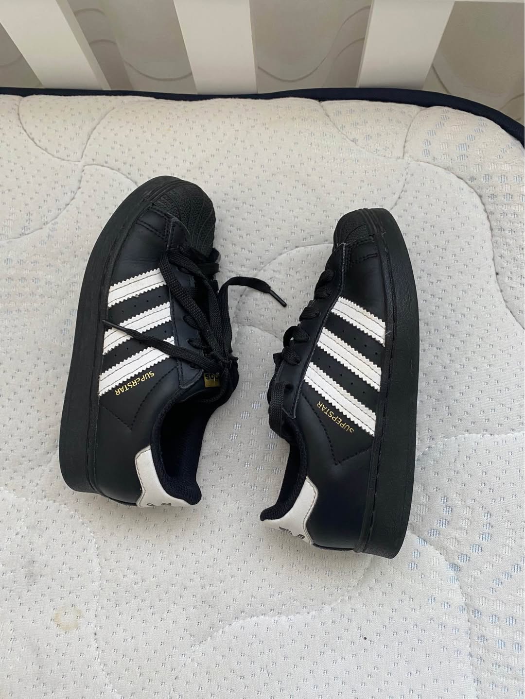 Adidas Superstar sneakers, black with white stripes