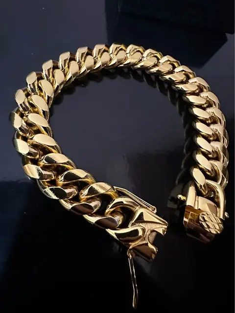 14mm küpik zincir kolye - beş katmanlı kaplama ile