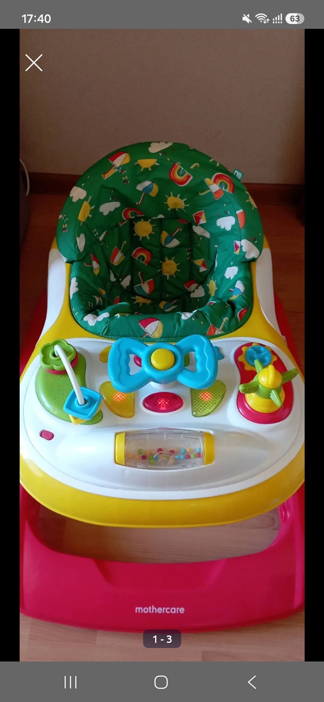 Mothercare baby walker with toys