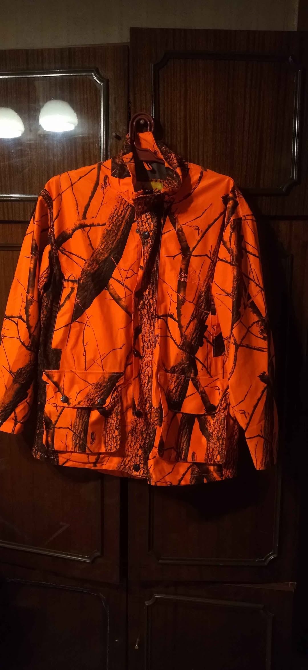 Orange camo waterproof French hunting jacket