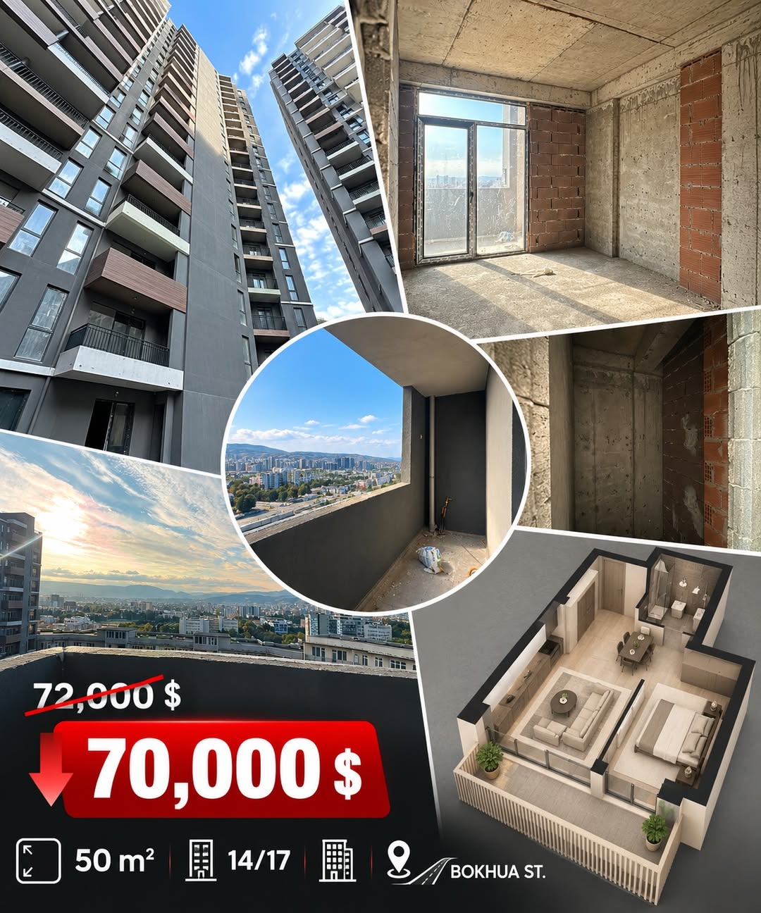 Satılık daire, Tiflis — $70,000