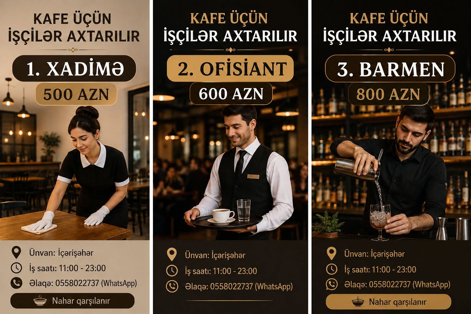 Vakansiya İçərişəhərdə yeni açılacaq kafeyə işçilər