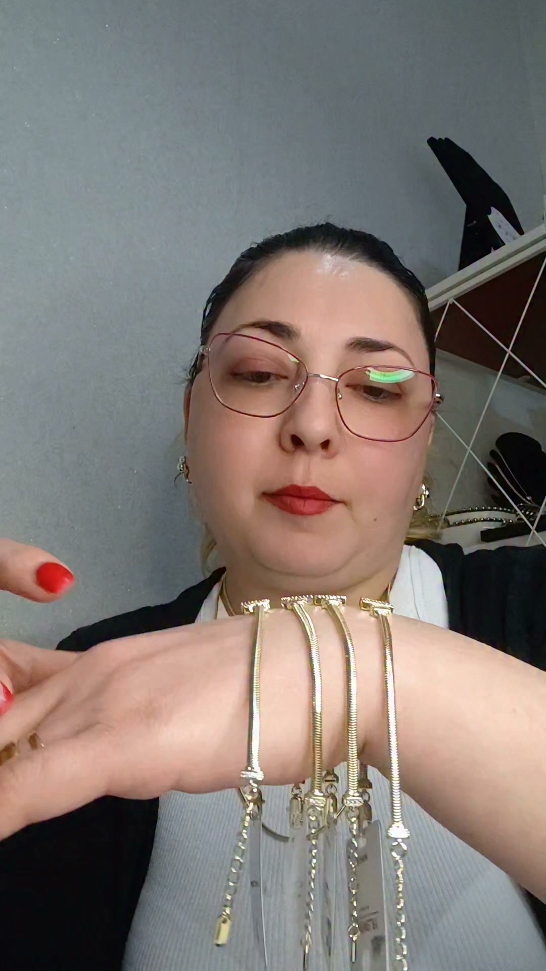 Name-initial chain bracelets, gold tone