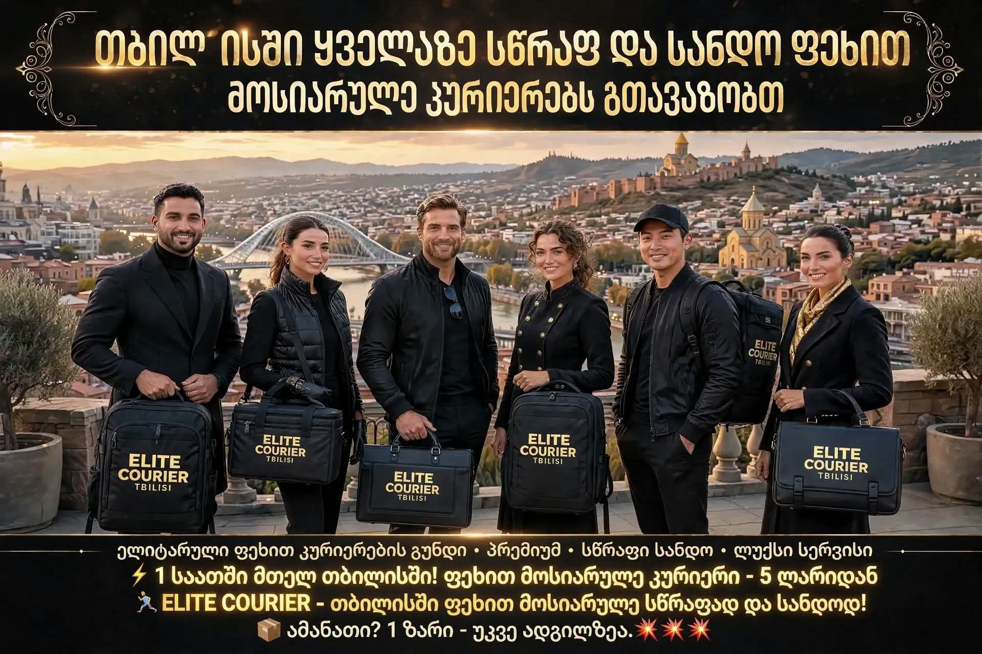 ფეხით მოსიარულე კურიერი თბილისში