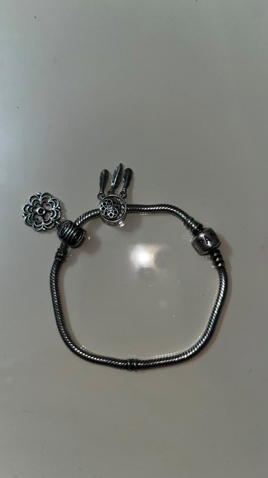 Pandora gümüşü biləuzük iki charmı ilə