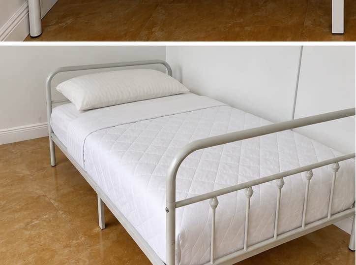 Single metal bed frame, light grey