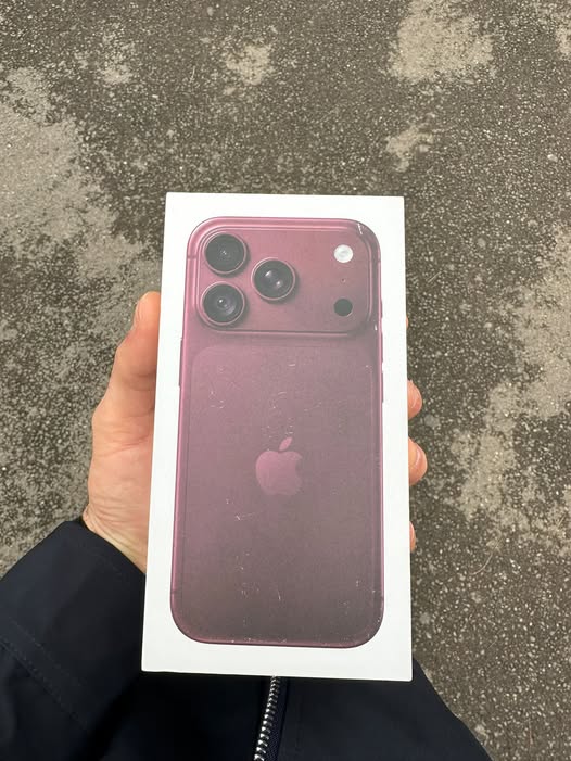 iPhone in box, dark red