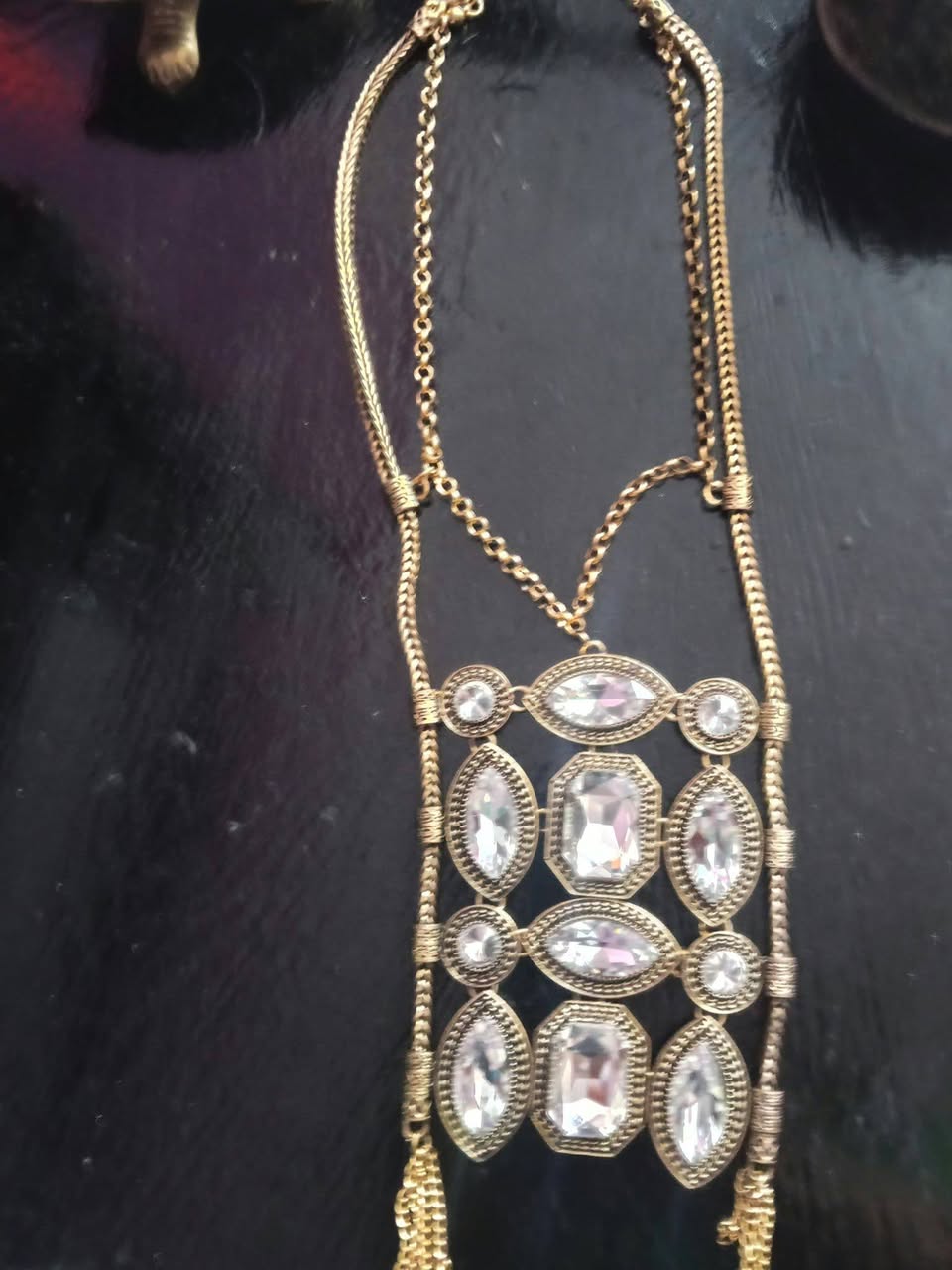 Gold-tone crystal statement necklace