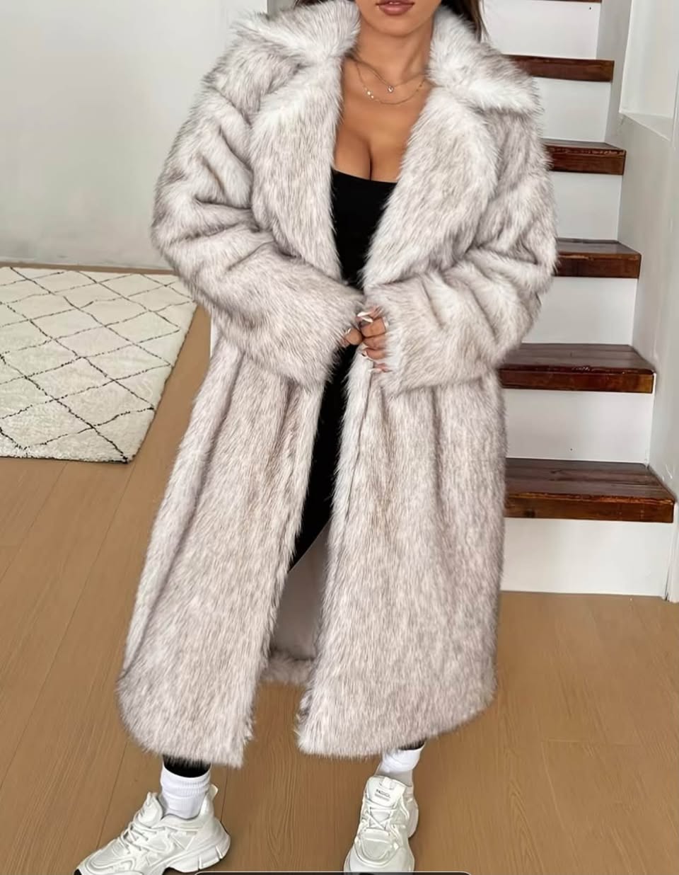 Long faux fur coat, sizes M-L