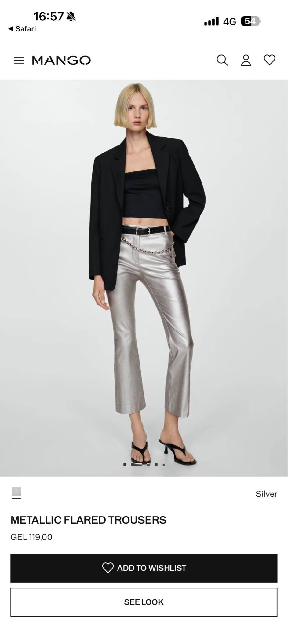 Silver metallic trousers, size S, new