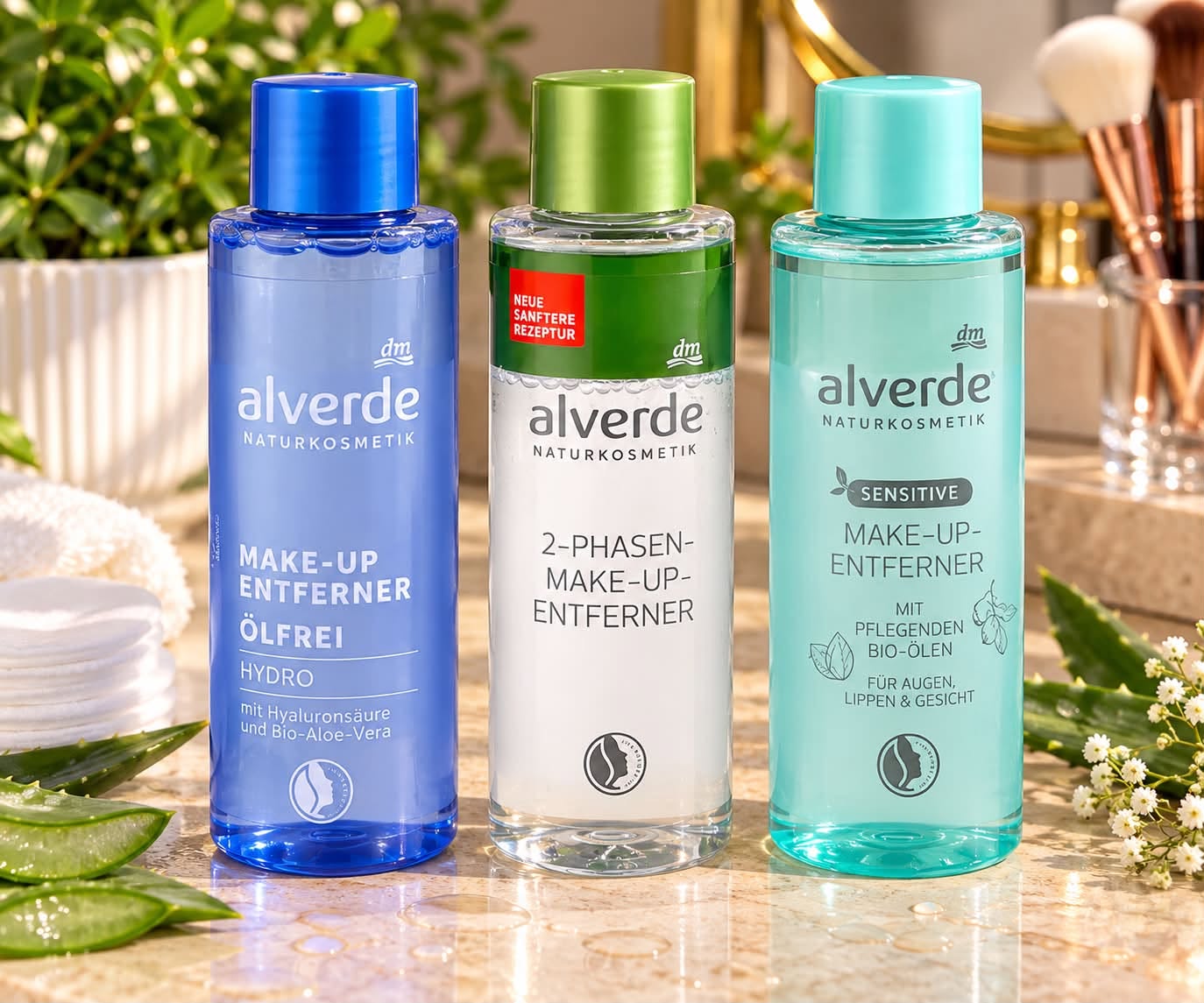 Alverde makeup remover liquids