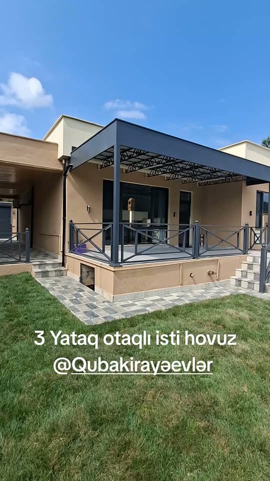 3 otaqlı ev, isti hovuz, Quba