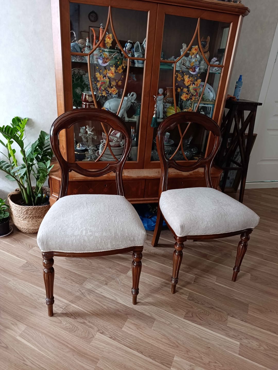 Two vintage chairs with new upholstery