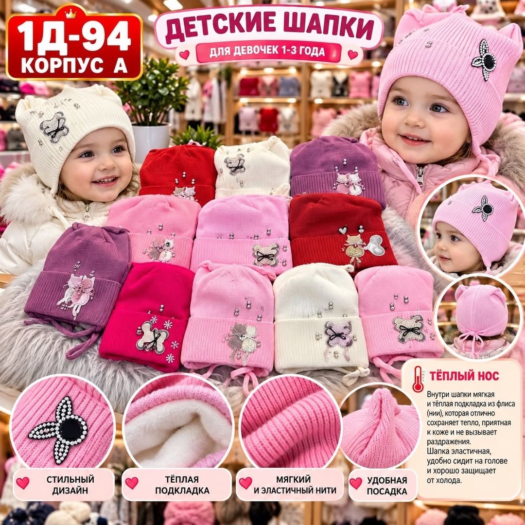 Children's winter hats for girls 1-3