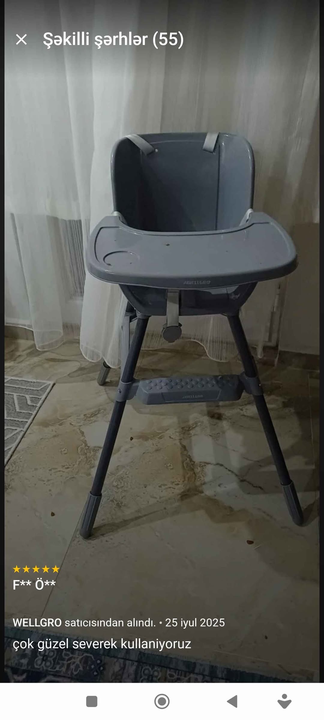Wellgro uşaq oturacağı, işlənməyib