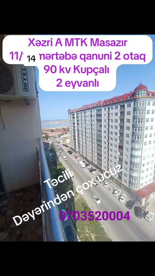 2 oda daire, 90 m2, Masazır