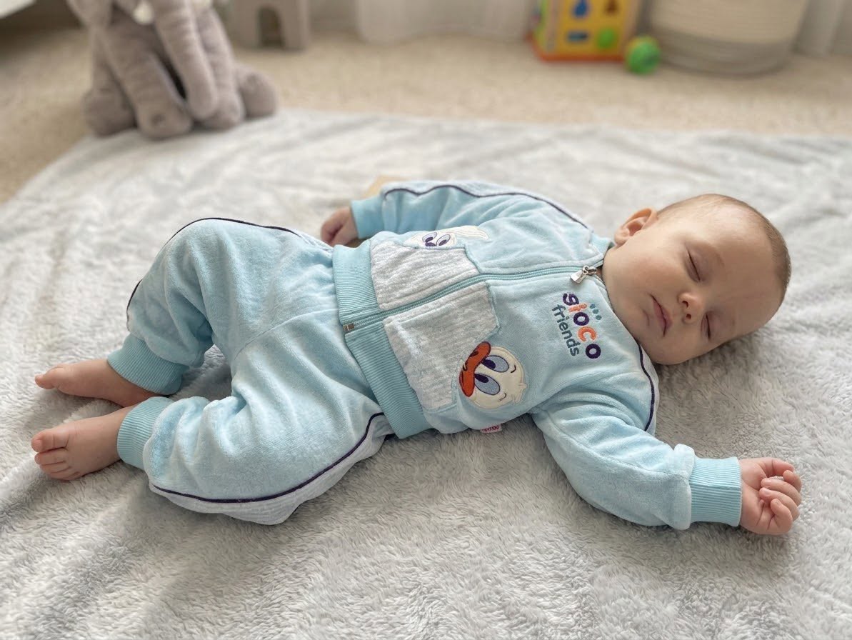 Baby blue velour set, suitable for up to 3 months