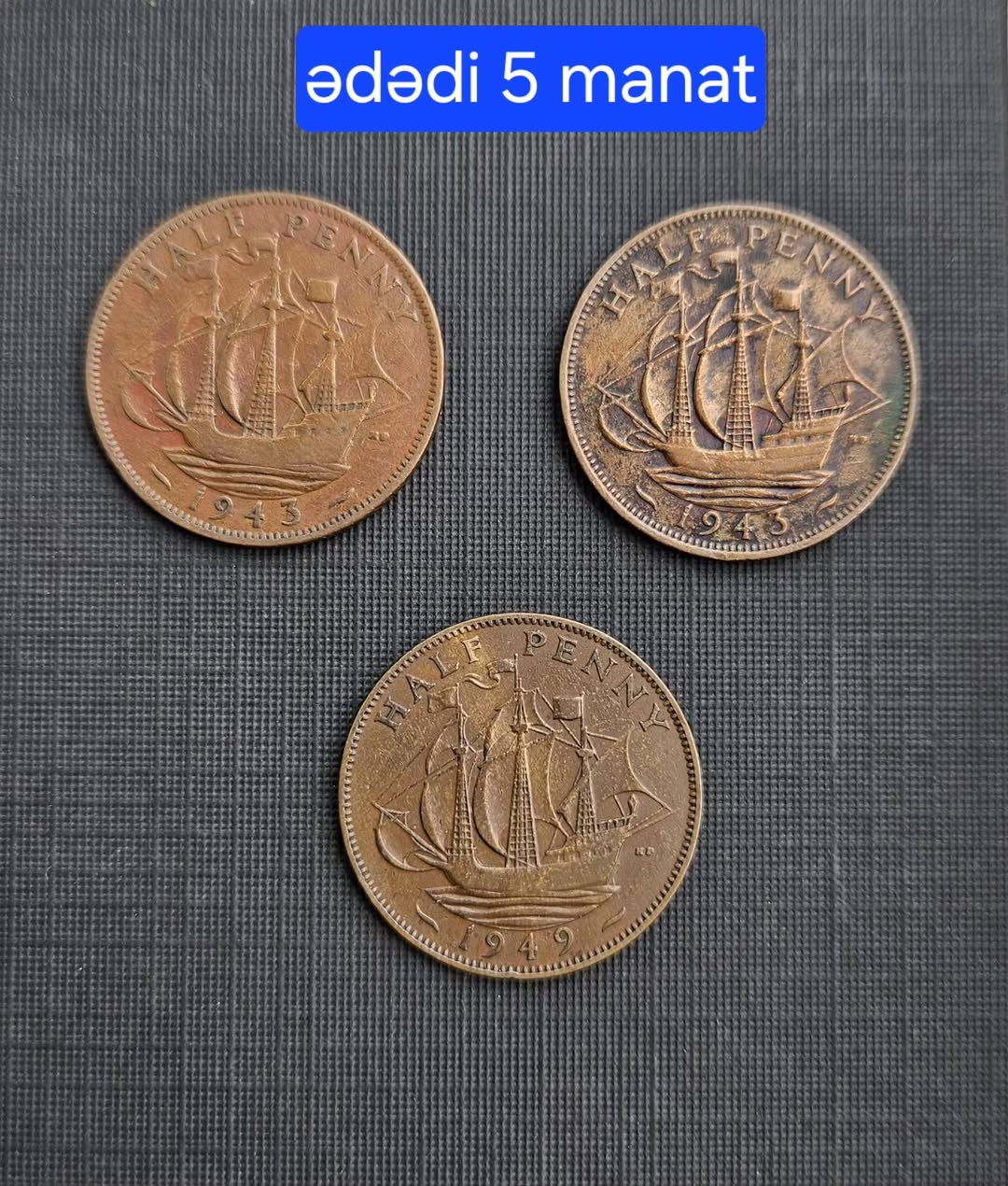 Կես պենս մետաղադրամներ, 1943 և 1949