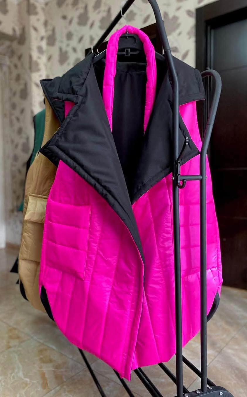 Pink quilted padded vest