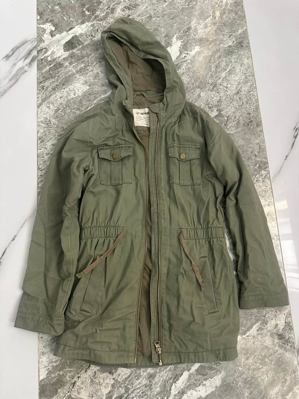 Green hooded parka, size L-XL