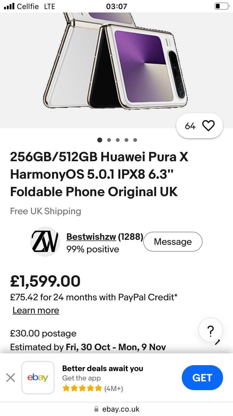 Huawei-nin qatlanəli telefonu satılır. Var