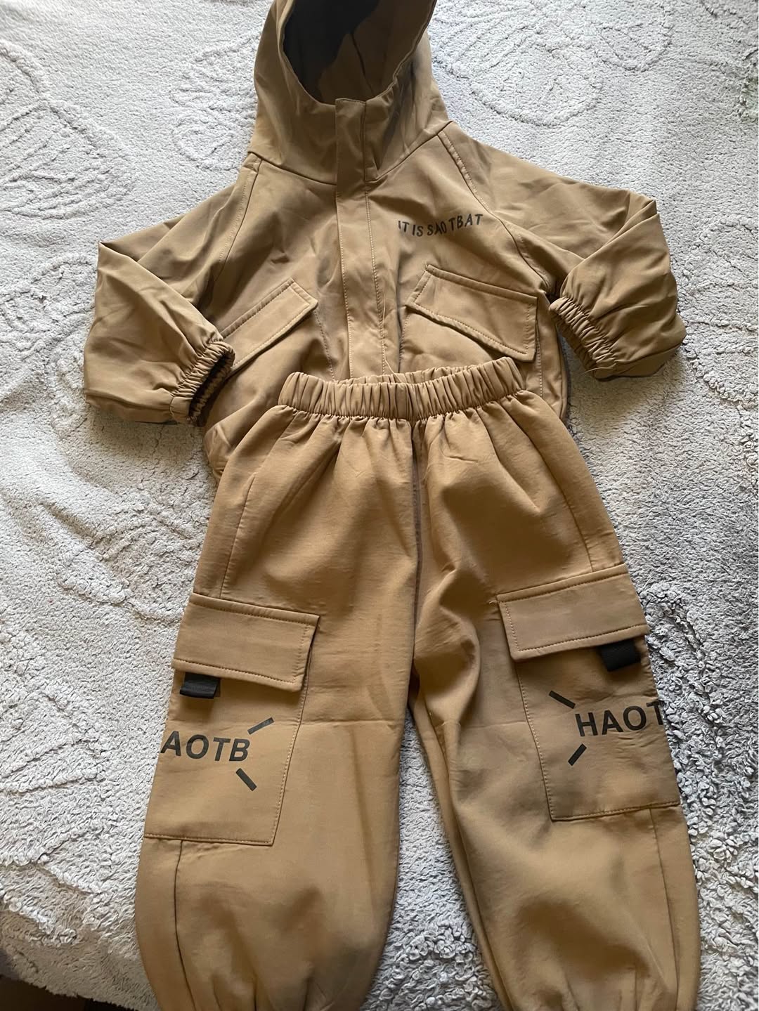 Bej kapaklı sweat suit seti