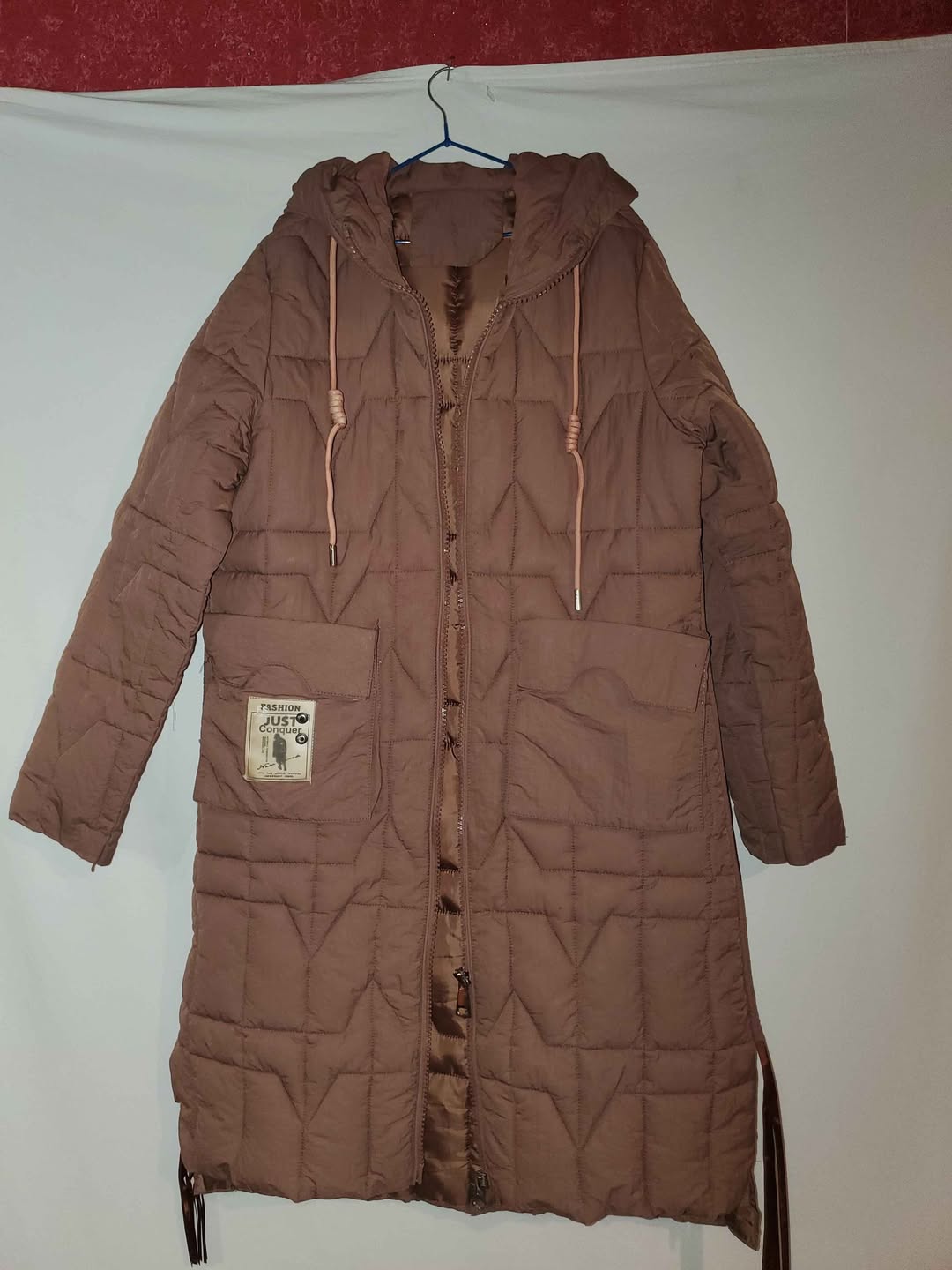 Brown quilted winter coat, S-M