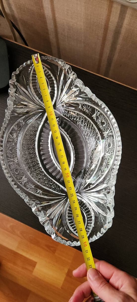 Cut crystal oval serving dish