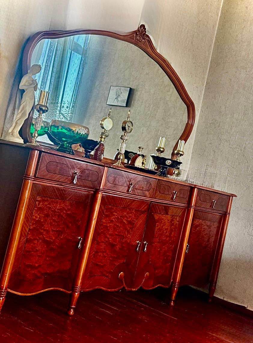 Massive wooden sideboard with mirror