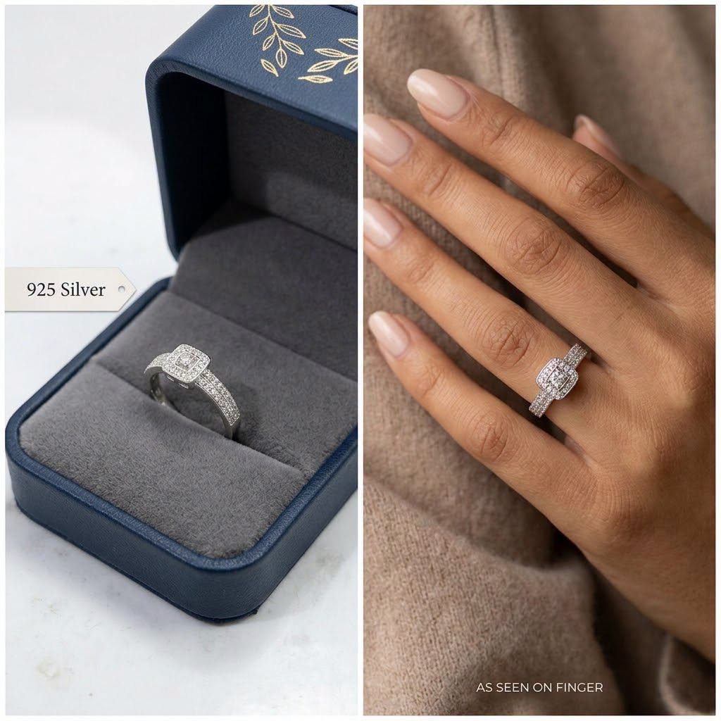 925 silver ring with zircon stones