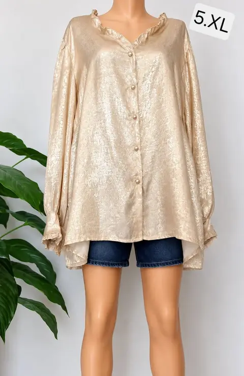 Gold satin blouse, size 5XL