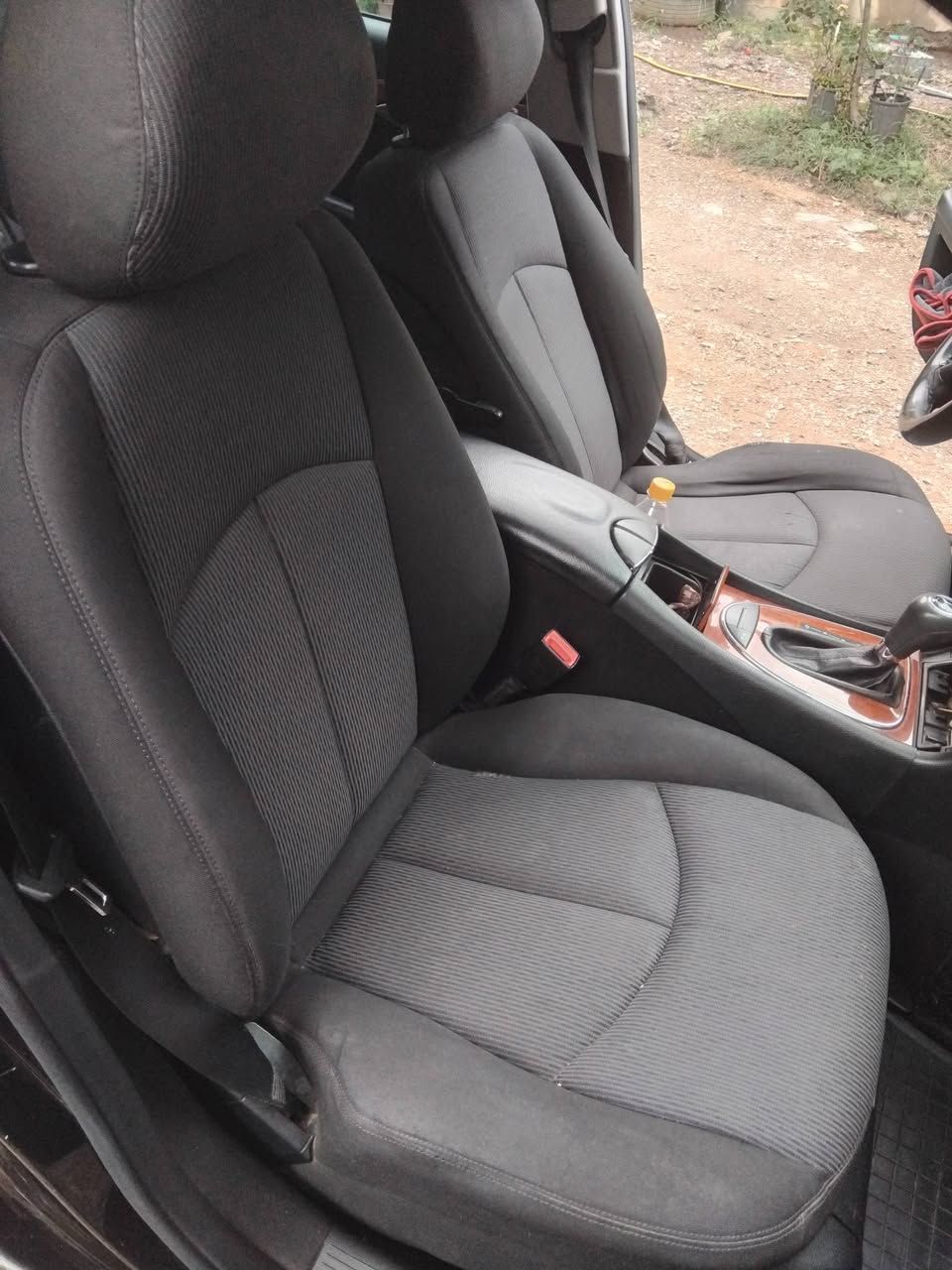 Car front seats, black fabric