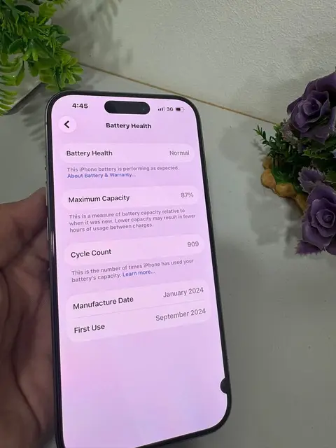 iPhone 15 Pro, battery 87%