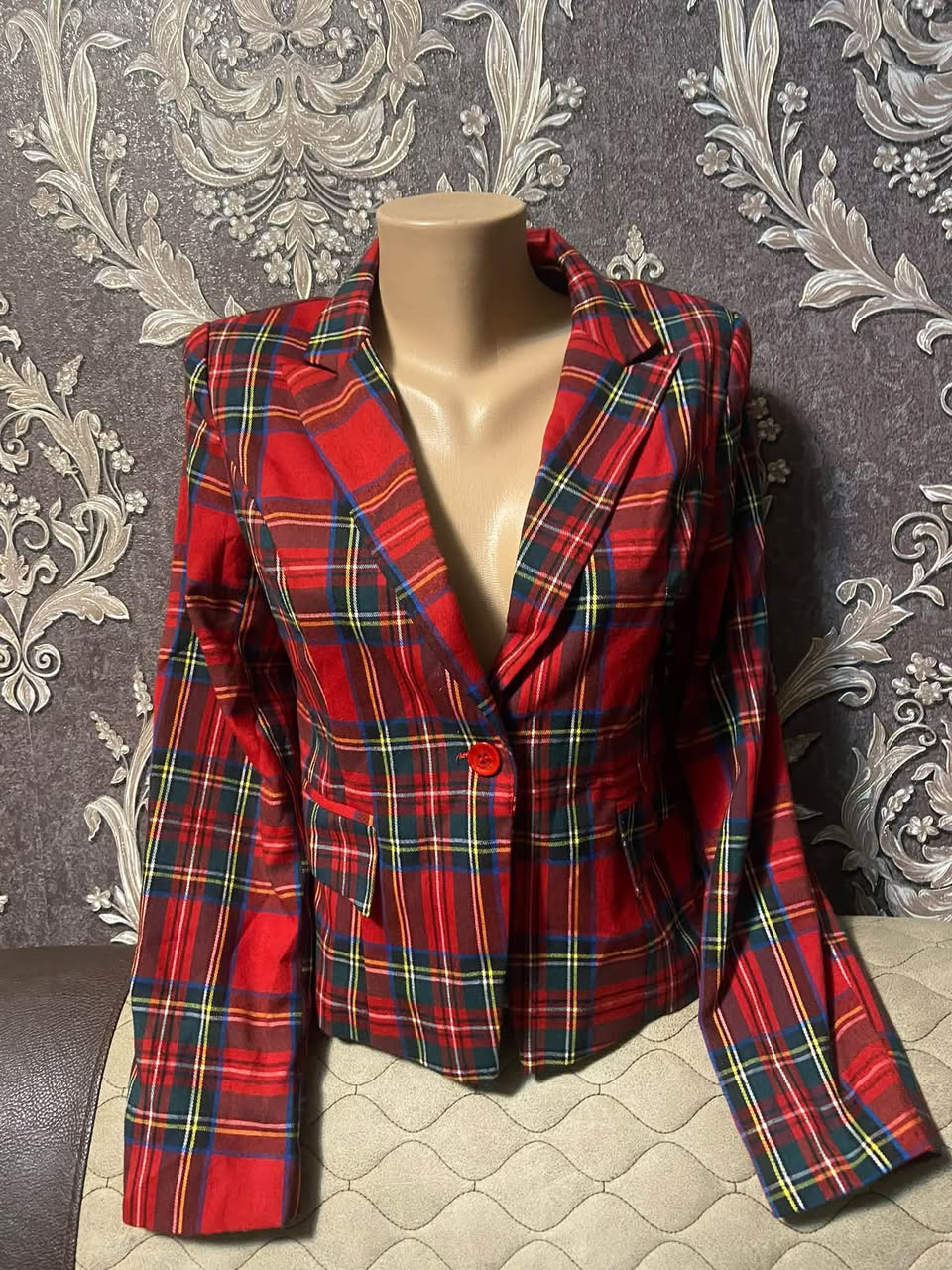 New tartan blazer, red check